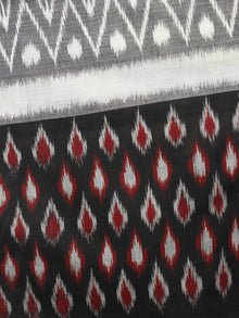 Black Grey Ivory Ikat Handwoven Pochampally Mercerized Cotton Saree - S031701408
