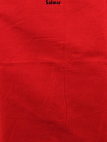 Indigo White Hand Block Printed Cotton Suit-Salwar Fabric With Chiffon Dupatta - S1628141