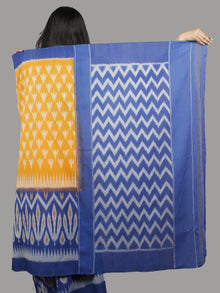 Blue Orange Ivory Ikat Handwoven Pochampally Mercerized Cotton Saree - S031701412