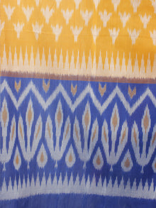 Blue Orange Ivory Ikat Handwoven Pochampally Mercerized Cotton Saree - S031701412