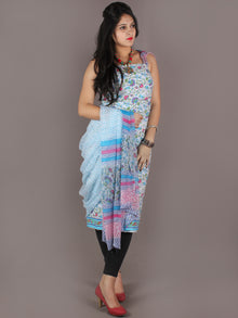 White Multi Hand Block Printed Cotton Suit-Salwar Fabric With Chiffon Dupatta - S1628142