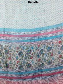 White Multi Hand Block Printed Cotton Suit-Salwar Fabric With Chiffon Dupatta - S1628142