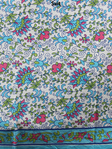 White Multi Hand Block Printed Cotton Suit-Salwar Fabric With Chiffon Dupatta - S1628142