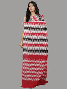 Red Black Ivory Grey Handwoven Pochampally Mercerized Cotton Saree - S031701421