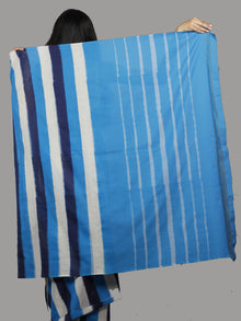 Indigo Blue White Ikat Handwoven Pochampally Mercerized Cotton Saree - S031701422