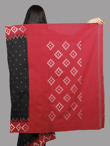 Black Red Maroon Ivory Grey Ikat Handwoven Pochampally Mercerized Cotton Saree - S031701438