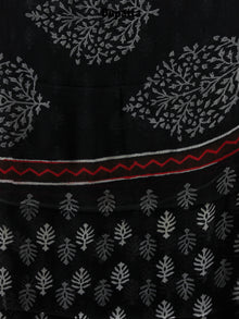 Black White Grey Red Hand Block Printed Cotton Suit-Salwar Fabric With Chiffon Dupatta - S1628144