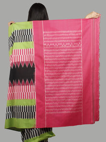 Pink Green Black Grey Ikat Handwoven Pochampally Mercerized Cotton Saree - S031701442