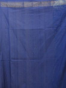 Blue Green Grey Ivory Ikat Handwoven Pochampally Mercerized Cotton Saree - S031701447