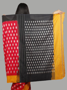 Red Black Yellow Grey Handwoven Pochampally Mercerized Cotton Saree - S031701452