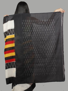 Black White Red Yellow Ikat Handwoven Pochampally Mercerized Cotton Saree - S031701453