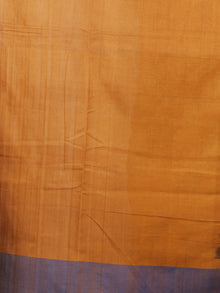 Black Blue Rust Ivory Double Ikat Handwoven Pochampally Mercerized Cotton Saree - S031701456