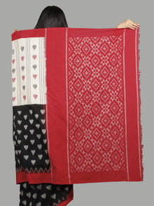 Black White Red Grey Handwoven Pochampally Mercerized Cotton Saree - S031701458