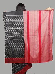 Black Maroon Red Grey Ivory Handwoven Pochampally Mercerized Cotton Saree - S031701460