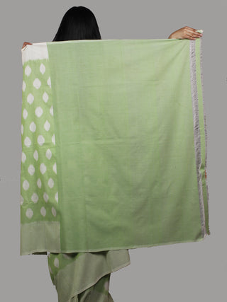 Pastel Green Ivory Handwoven Pochampally Mercerized Cotton Saree - S031701462