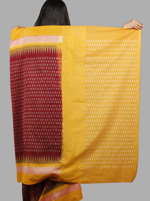 Maroon Yellow Ivory Handwoven Pochampally Mercerized Cotton Saree - S031701464