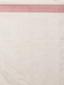 Pink Red Ivory Double Ikat Handwoven Pochampally Mercerized Cotton Saree - S031701465