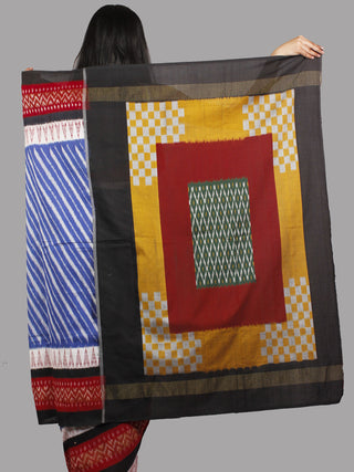 Blue Red Multi Color Handwoven Pochampally Mercerized Cotton Saree - S031701466