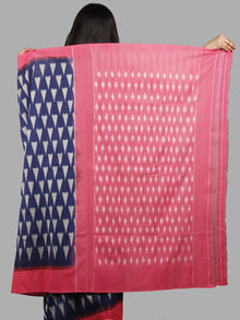 Indigo Pink Grey Handwoven Pochampally Mercerized Cotton Saree - S031701467