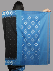 Black Blue White Handwoven Pochampally Mercerized Cotton Saree - S031701470