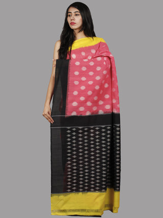 Pastel Pink Yellow Black Ivory Handwoven Pochampally Mercerized Cotton Saree - S031701472