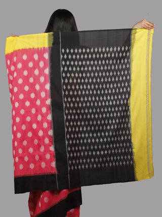 Pastel Pink Yellow Black Ivory Handwoven Pochampally Mercerized Cotton Saree - S031701472