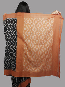 Black Brown Grey Handwoven Pochampally Mercerized Cotton Saree - S031701473