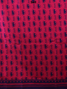 Pink Indigo Hand Block Printed Cotton Suit-Salwar Fabric With Chiffon Dupatta - S1628148