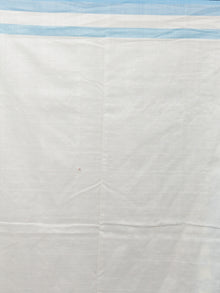 Pastel Blue Ivory Double Ikat Handwoven Pochampally Mercerized Cotton Saree - S031701483