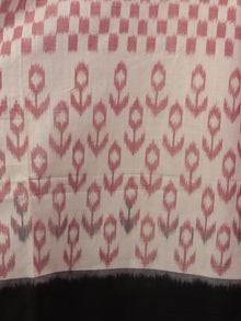 Ivory Red Black Pink Ikat Handwoven Pochampally Mercerized Cotton Saree - S031701490