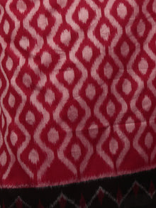 Red Black Ivory Ikat Handwoven Pochampally Mercerized Cotton Saree - S031701492