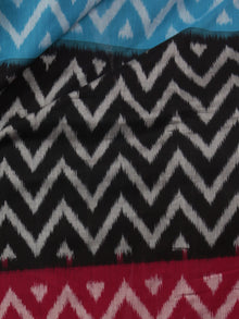 Sky Blue Black Maroon Grey Ivory Ikat Handwoven Pochampally Mercerized Cotton Saree - S031701494
