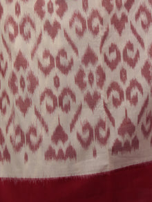Ivory Pink Red Ikat Handwoven Pochampally Mercerized Cotton Saree - S031701496