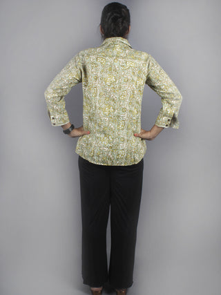 Green Hand Block Printed Shirt- S3517015
