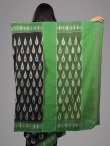 Black Green Multi Color Ikat Handwoven Pochampally Mercerized Cotton Saree - S031701501