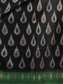 Black Green Multi Color Ikat Handwoven Pochampally Mercerized Cotton Saree - S031701501