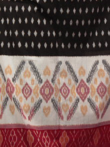 Black Ivory Maroon Ikat Handwoven Pochampally Mercerized Cotton Saree - S031701509