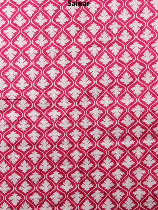 Asparagus Green Hand Block Printed Cotton Suit-Salwar Fabric With Chiffon Dupatta - S1628151