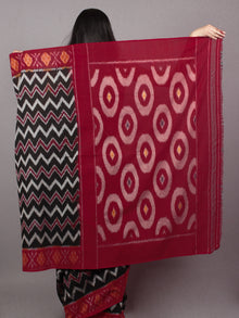 Black Red Grey Maroon Ikat Handwoven Pochampally Mercerized Cotton Saree - S031701518