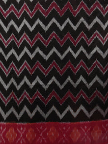 Black Red Grey Maroon Ikat Handwoven Pochampally Mercerized Cotton Saree - S031701518