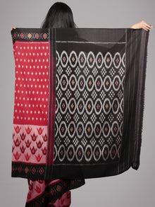 Red Maroon Black Ivory Ikat Handwoven Pochampally Mercerized Cotton Saree - S031701521