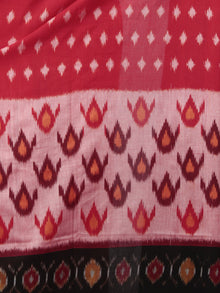 Red Maroon Black Ivory Ikat Handwoven Pochampally Mercerized Cotton Saree - S031701521