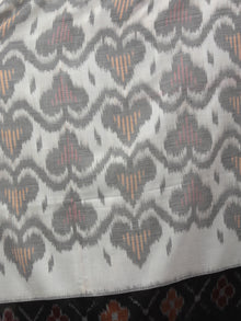 Ivory Grey Black Maroon Ikat Handwoven Pochampally Mercerized Cotton Saree - S031701527