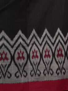 Black Red Grey Maroon Ikat Handwoven Pochampally Mercerized Cotton Saree - S031701528