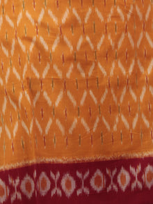 Orange Maroon Ivory Ikat Handwoven Pochampally Mercerized Cotton Saree - S031701529