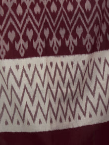 Ivory Maroon Orange Ikat Handwoven Pochampally Mercerized Cotton Saree - S031701530