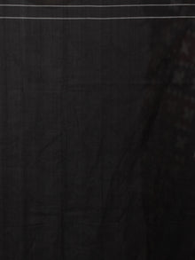 Black Maroon White Telia Rumal Double Ikat Handwoven Pochampally Mercerized Cotton Saree - S031701536
