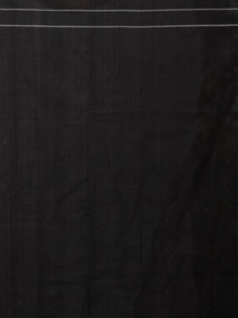 Pastel Pink Black Ivory Double Ikat Handwoven Pochampally Mercerized Cotton Saree - S031701544