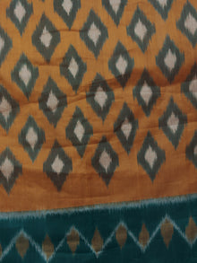 Orange Green Beige Ikat Handwoven Pochampally Mercerized Cotton Saree - S031701642