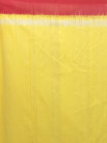 Yellow Blue Grey Red Ikat Handwoven Pochampally Mercerized Cotton Saree - S031701552